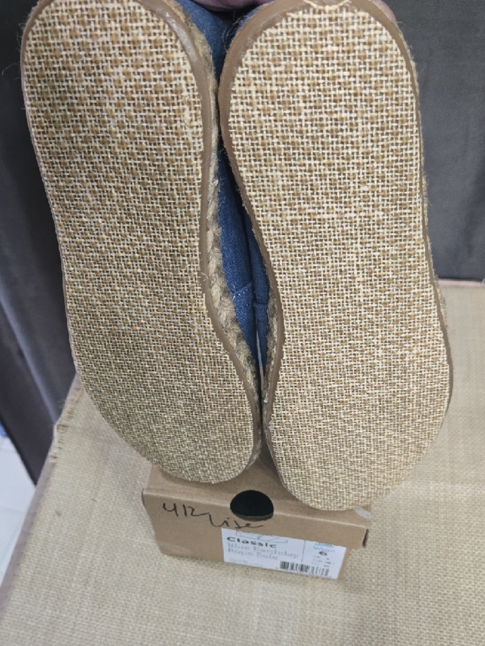 SALE! Toms Classic Blue Canvas Flats with Rope Sole - Picture 3 of 5